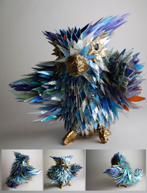 Amazing Animal Sculptures Made From Broken CDS 8