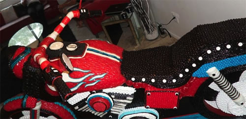 Life Size Motorcycle Sculpture Made From Candy 3
