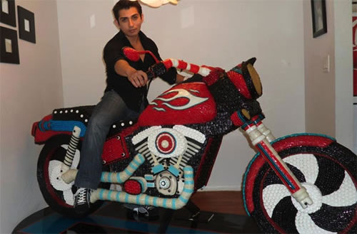Life Size Motorcycle Sculpture Made From Candy 4