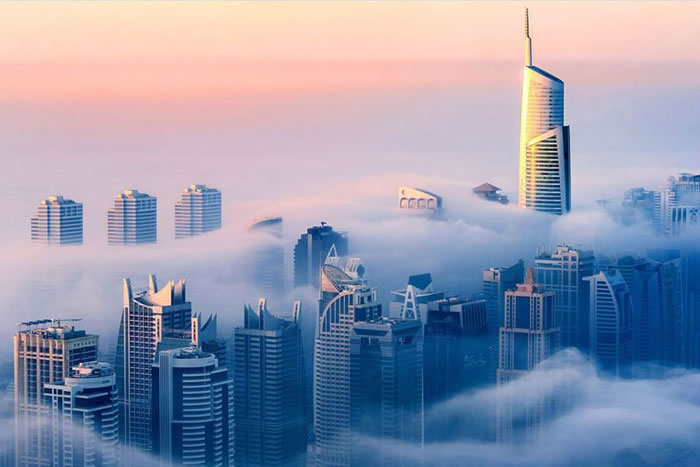 Dubai Hotels From Elevated City In The Clouds View (1)