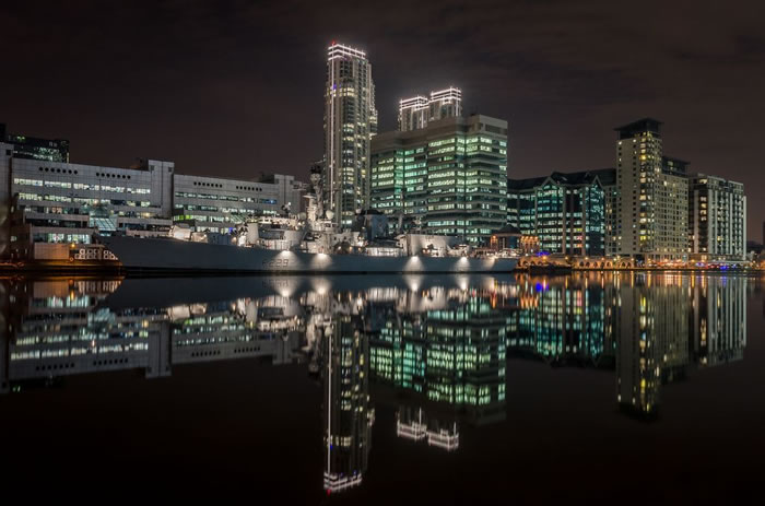 HMS Lancaster at Canary Wharf - Professional Photography - Long Exposure Shots Of London