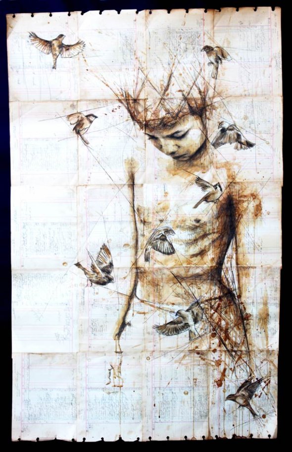 Portrait Printing Using Coffee And 100 Year Old Paper (10)